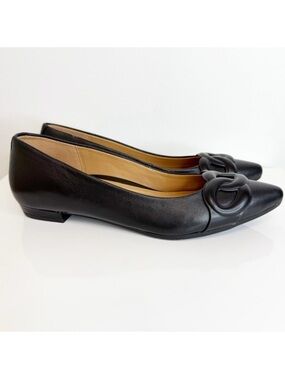 Vionic Arielle Supportive Orthotic Nappa Leather Ballet Flat Womens 7.5 Black